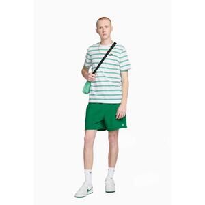 NWT Nike T-shirt Sportswear Club Crew Neck Striped Print White Blue Green Size M